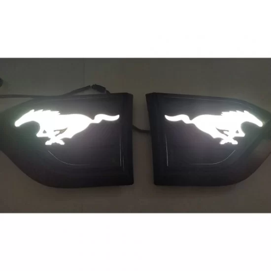 Ford Endeavour New Side Fender LED DRL Light Mustang Logo with Carbon Graphite Texture