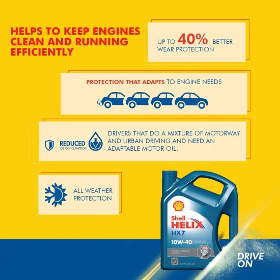 Shell Helix HX7 10W-40 API SN Semi Synthetic Engine Oil for Petrol, Diesel & CNG Cars (3 L) Shell Helix HX7 10W-40 API SN Semi Synthetic Engine Oil for Petrol, Diesel & CNG Cars (3 L)