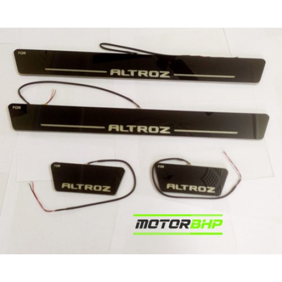 Tata Altroz LED Door Foot Step Sill Plate Mirror Finish Black Glossy