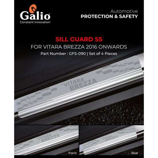 Galio Maruti Suzuki Brezza Footsteps Sill Guard Stainless Steel Scuff Plate (2016-Onwards)