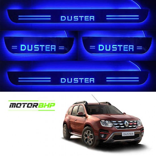  Renault Duster LED Door Foot Step Sill Plate Mirror Finish Black Glossy