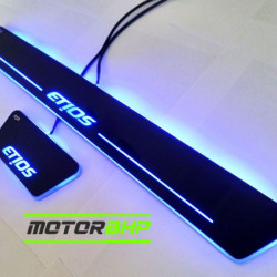 Toyota Etios LED Door Foot Step Sill Plate Mirror Finish Black Glossy