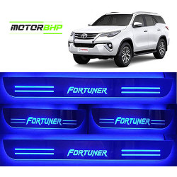  Toyota Fortuner LED Door Foot Step Sill Plate Mirror Finish Black Glossy