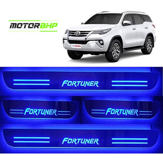  Toyota Fortuner LED Door Foot Step Sill Plate Mirror Finish Black Glossy