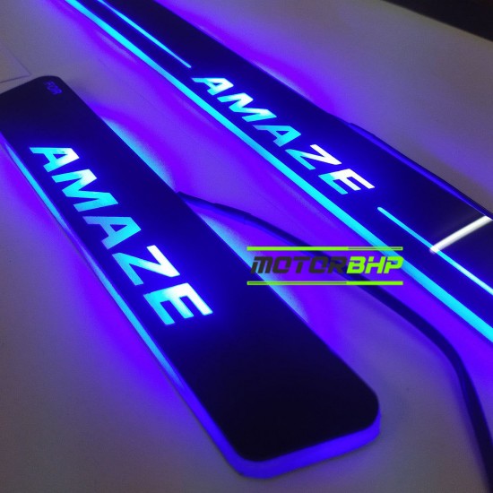  Honda Amaze LED Door Foot Step Sill Plate Mirror Finish Black Glossy