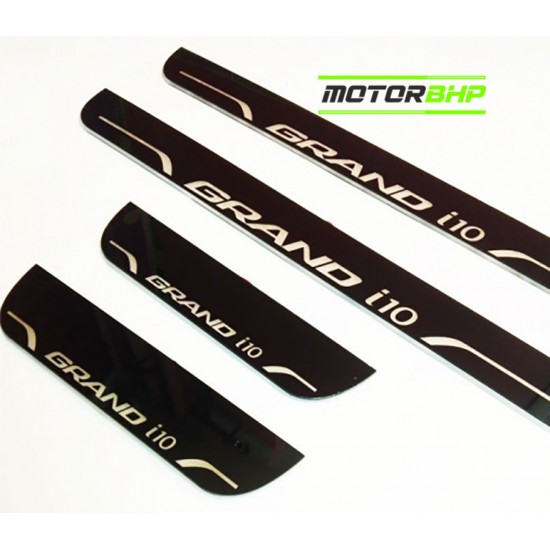 Hyundai Grand I10 LED Door Foot Step Sill Plate Mirror Finish Black Glossy