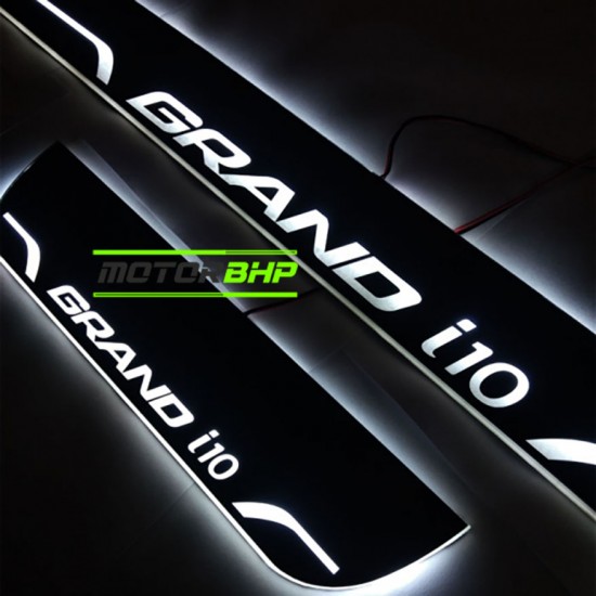 Hyundai Grand I10 LED Door Foot Step Sill Plate Mirror Finish Black Glossy