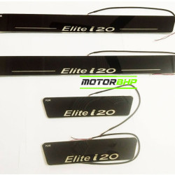 Hyundai Elite i20 LED Door Foot Step Sill Plate Mirror Finish Black Glossy Hyundai Elite i20 LED Door Foot Step Sill Plate Mirror Finish Black Glossy