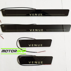 Hyundai Venue LED Door Foot Step Sill Plate Mirror Finish Black Glossy  Hyundai Venue LED Door Foot Step Sill Plate Mirror Finish Black Glossy