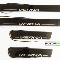 Hyundai Verna LED Door Foot Step Sill Plate Mirror Finish Black Glossy Hyundai Verna LED Door Foot Step Sill Plate Mirror Finish Black Glossy