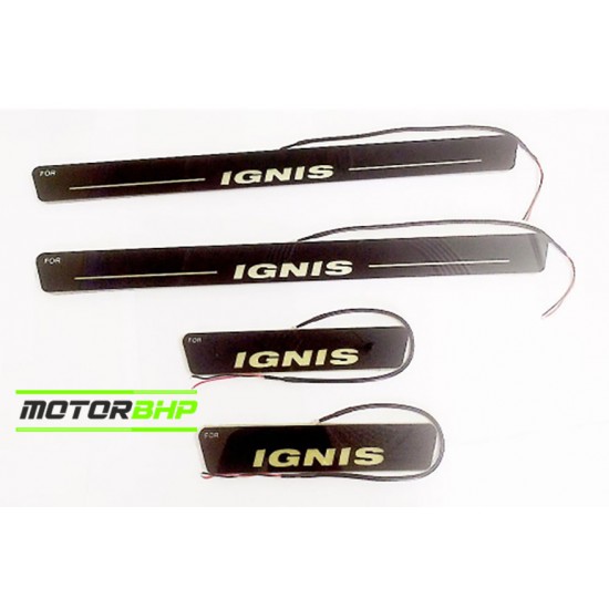  Maruti Suzuki Ignis LED Door Foot Step Sill Plate Mirror Finish Black Glossy