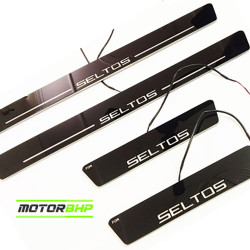 Kia Seltos LED Door Foot Step Sill Plate Mirror Finish Black Glossy Kia Seltos LED Door Foot Step Sill Plate Mirror Finish Black Glossy