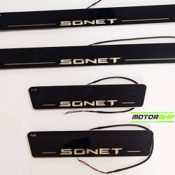 Kia Sonet LED Door Foot Step Sill Plate Mirror Finish Black Glossy  Kia Sonet LED Door Foot Step Sill Plate Mirror Finish Black Glossy