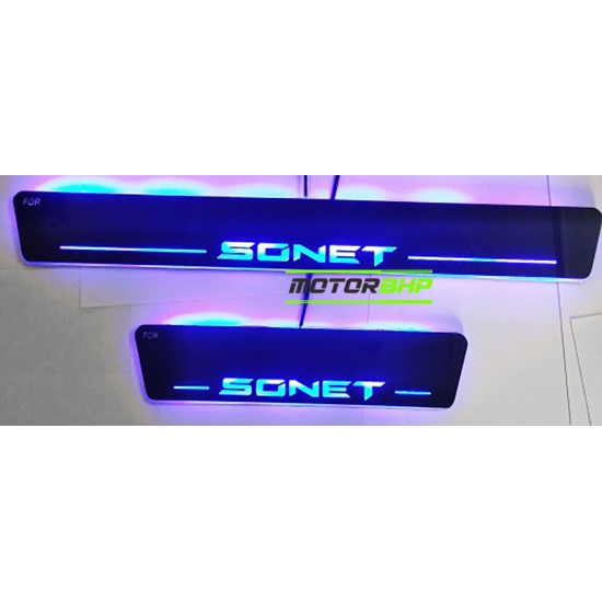  Kia Sonet LED Door Foot Step Sill Plate Mirror Finish Black Glossy