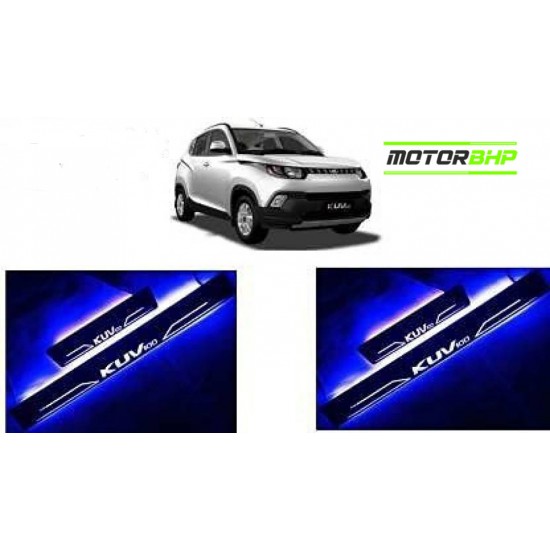 Mahindra KUV100 LED Door Foot Step Sill Plate Mirror Finish Black Glossy