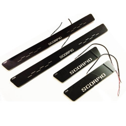 Mahindra Scorpio LED Door Foot Step Sill Plate Mirror Finish Black Glossy  Mahindra Scorpio LED Door Foot Step Sill Plate Mirror Finish Black Glossy