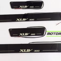  Mahindra XUV 300 LED Door Foot Step Sill Plate Mirror Finish Black Glossy