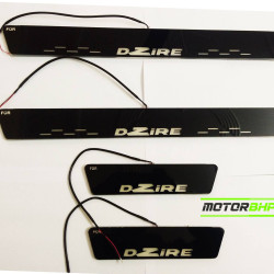 Maruti Suzuki Dzire LED Door Foot Step Sill Plate Mirror Finish Black Glossy Maruti Suzuki Dzire LED Door Foot Step Sill Plate Mirror Finish Black Glossy