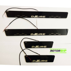 Maruti Suzuki Dzire LED Door Foot Step Sill Plate Mirror Finish Black Glossy Maruti Suzuki Dzire LED Door Foot Step Sill Plate Mirror Finish Black Glossy
