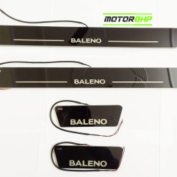 Maruti Suzuki Baleno LED Door Foot Step Sill Plate Mirror Finish Black Glossy Maruti Suzuki Baleno LED Door Foot Step Sill Plate Mirror Finish Black Glossy