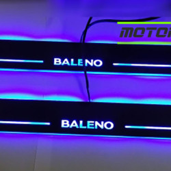 Maruti Suzuki Baleno LED Door Foot Step Sill Plate Mirror Finish Black Glossy Maruti Suzuki Baleno LED Door Foot Step Sill Plate Mirror Finish Black Glossy