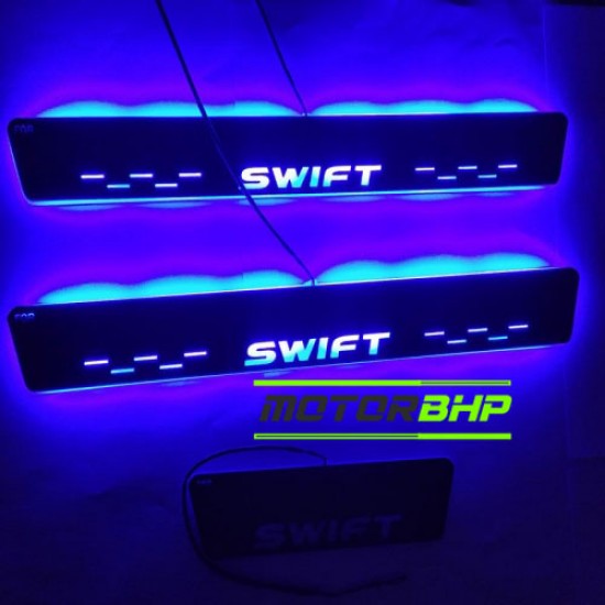 Maruti Suzuki Swift LED Door Foot Step Sill Plate Mirror Finish Black Glossy