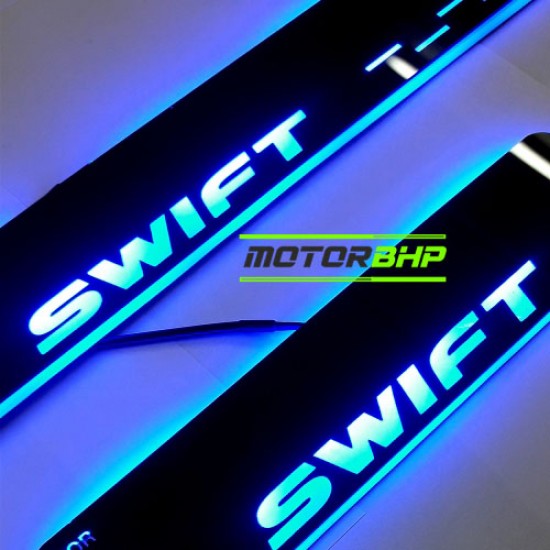 Maruti Suzuki Swift LED Door Foot Step Sill Plate Mirror Finish Black Glossy