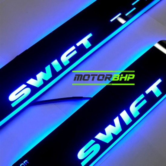 Maruti Suzuki Swift LED Door Foot Step Sill Plate Mirror Finish Black Glossy