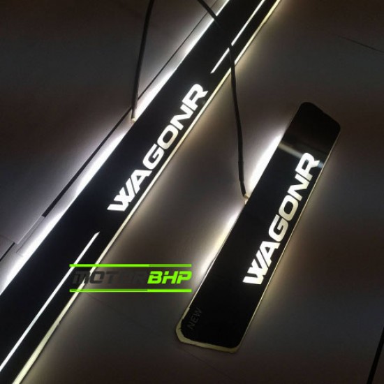  Maruti Suzuki WagonR LED Door Foot Step Sill Plate Mirror Finish Black Glossy