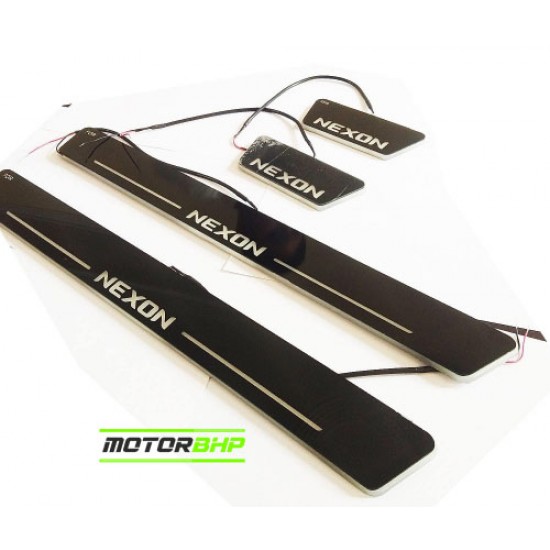 Tata Nexon LED Door Foot Step Sill Plate Mirror Finish Black Glossy
