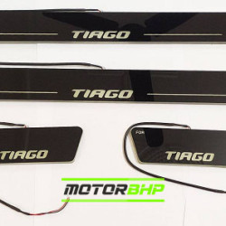 Tata Tiago LED Door Foot Step Sill Plate Mirror Finish Black Glossy Tata Tiago LED Door Foot Step Sill Plate Mirror Finish Black Glossy