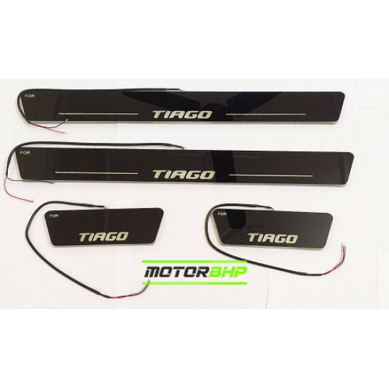 Tata Tiago LED Door Foot Step Sill Plate Mirror Finish Black Glossy