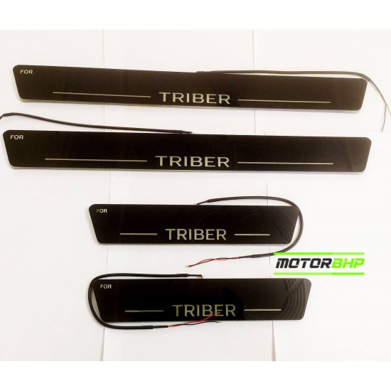 Renault Triber LED Door Foot Step Sill Plate Mirror Finish Black Glossy