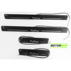 Mahindra TUV300 LED Door Foot Step Sill Plate Mirror Finish Black Glossy