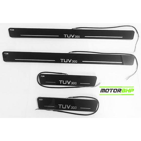 Mahindra TUV300 LED Door Foot Step Sill Plate Mirror Finish Black Glossy