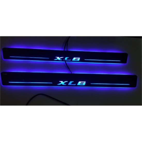  Maruti Suzuki XL6 LED Door Foot Step Sill Plate Mirror Finish Black Glossy