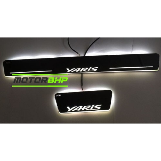 Toyota Yaris LED Door Foot Step Sill Plate Mirror Finish Black Glossy