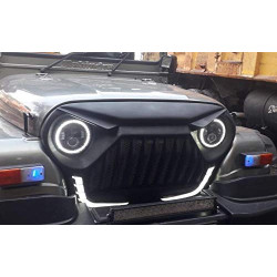 Mahindra Thar 2020 Fiber Front Gladiator Angry Bird Grill with DRL, Black Colour  Mahindra Thar 2020 Fiber Front Gladiator Angry Bird Grill with DRL, Black Colour
