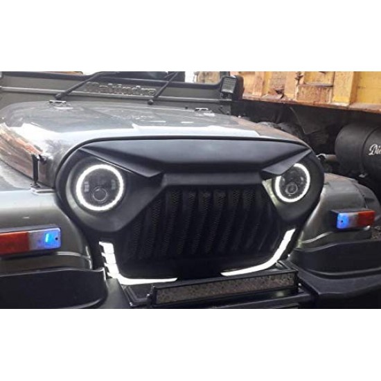  Mahindra Thar 2020 Fiber Front Gladiator Angry Bird Grill with DRL, Black Colour