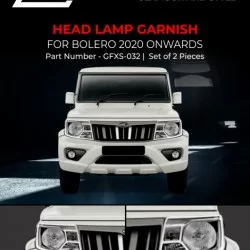 GFX Mahindra Bolero 2020 Onwards Head Lamp Chrome Garnish 