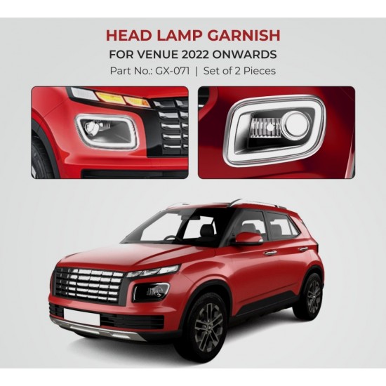 Hyundai Venue Head Lamp Chrome Garnish (2022-Onwards) 