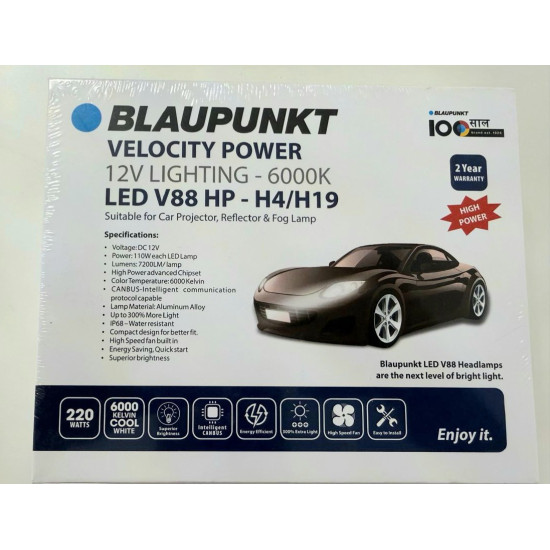 Blaupunkt LED Velocity Power 12V- 6000K V88 HP-H4/H19 220W