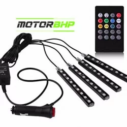 Car Atmosphere Interior Floor Under Dash Strips LED Lamp Kit With Remote Control For All Vehicles (set of 4 pcs.)