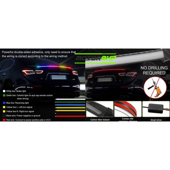 Carbon Fibre LED Rear Spoiler With Remote Control for Car Trunk Universal (MultiColor)