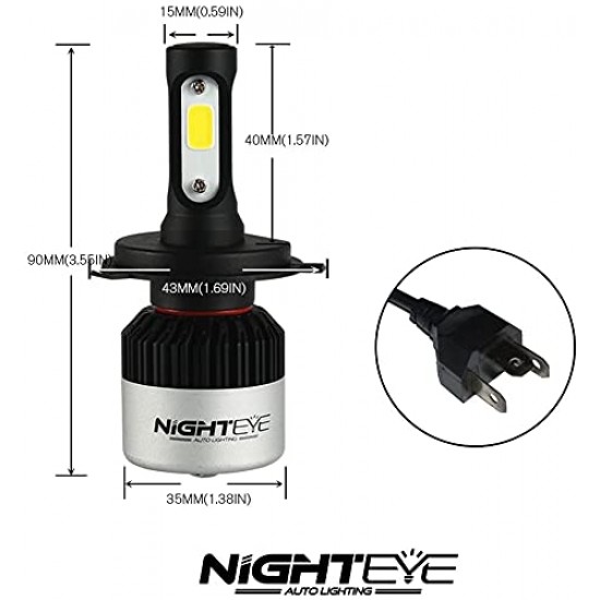  Night Eye Automotive LED Bulb For Headlight and Fog Light with High Beam Low 9000LM 6500K