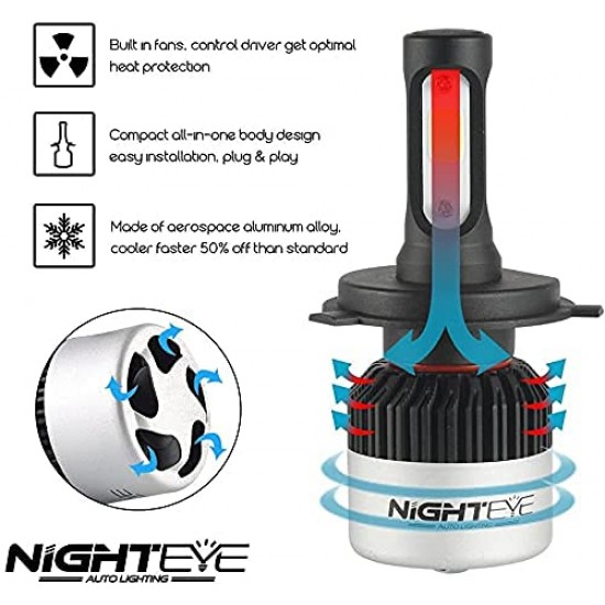  Night Eye Automotive LED Bulb For Headlight and Fog Light with High Beam Low 9000LM 6500K