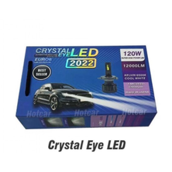 Crystal Eye LED Bulb For Headlight and Fog Light with High/Low Beam for Car (120W, 2 Bulbs)