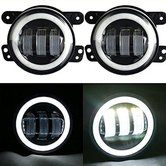 Universal Car LED DRL Fog Light With DRL Daytime Running Light & Turn Signal - Set Of 2