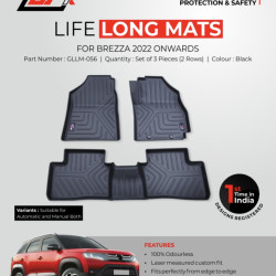 GFX Premium Life Long Car Floor Foot Mats For Maruti Suzuki Brezza (2022-Onwards) Black GFX Premium Life Long Car Floor Foot Mats For Maruti Suzuki Brezza (2022-Onwards) Black