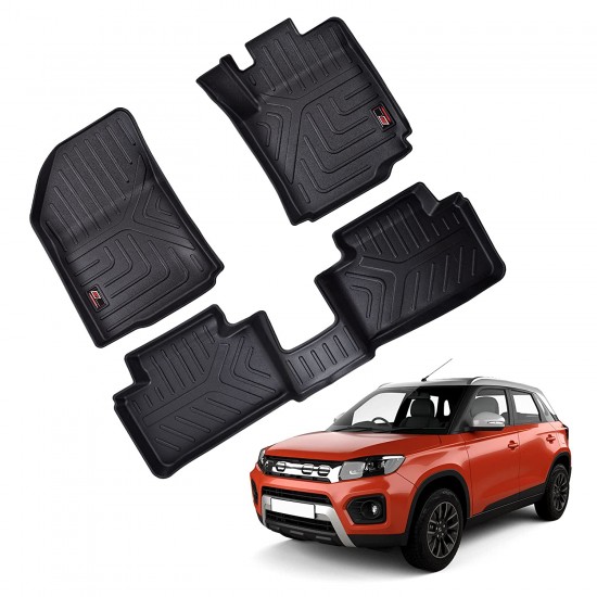 GFX Premium Life Long Car Floor Foot Mats For Maruti Suzuki Brezza (2016-Onwards) Black